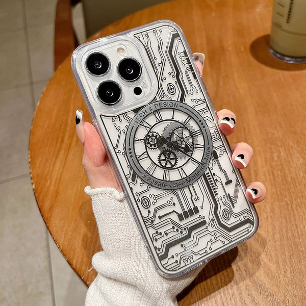 3D Mechanical Techno Aesthetics Design MagSafe Case With Airbag Anti Drop Impact Case for iPhone 11, 12, 13 & 14 Series