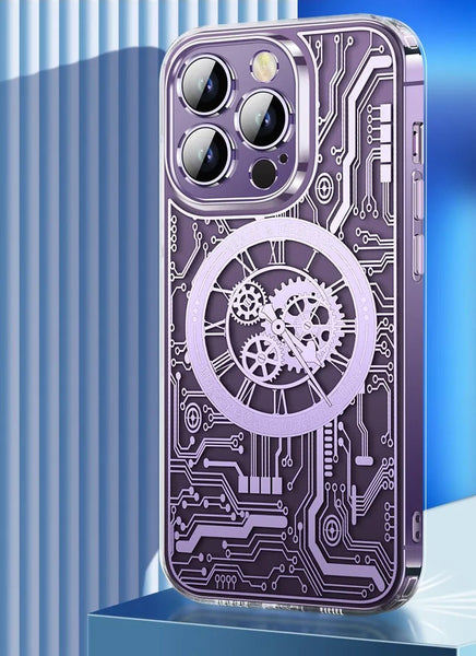 3D Mechanical Techno Aesthetics Design MagSafe Case With Airbag Anti Drop Impact Case for iPhone 11, 12, 13 & 14 Series