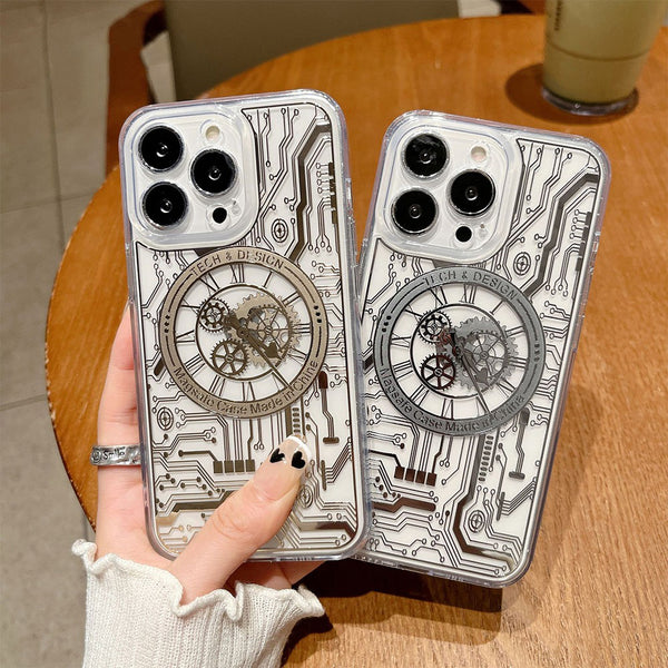 3D Mechanical Techno Aesthetics Design MagSafe Case With Airbag Anti Drop Impact Case for iPhone 11, 12, 13 & 14 Series