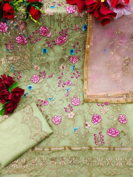 Semi Stitch Beautiful Pakistani Design Suit With Embroidery and Patch Work