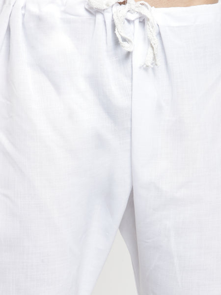 Grey Cotton Chikankari Lucknowi Jaal Embroidered Kurta with Aligarh Pajama For Men  by Treemoda